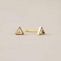 Sail Triangle CZ Stud Earrings in Gold
