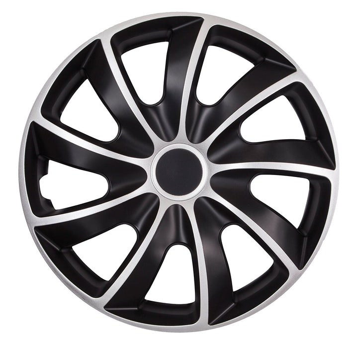Set of 4 NRM Quad Bicolor CS 14" Hubcaps Silver-Black