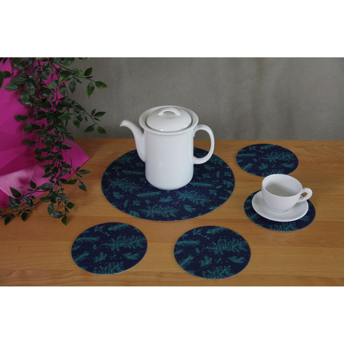 Set of round felt table placemats 1 + 4 - JUNIPER