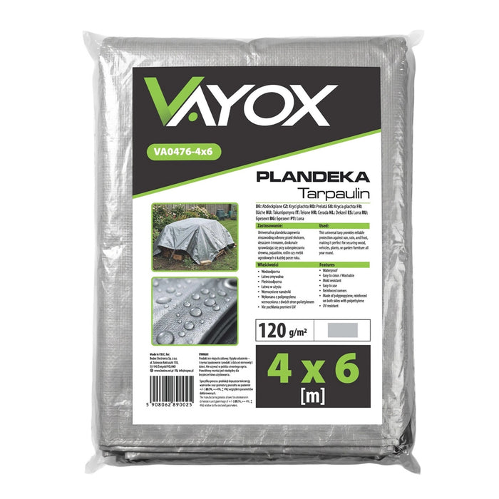 Silver Tarpaulin, 120g, 4x6m, VA0476, Waterproof, Vayox
