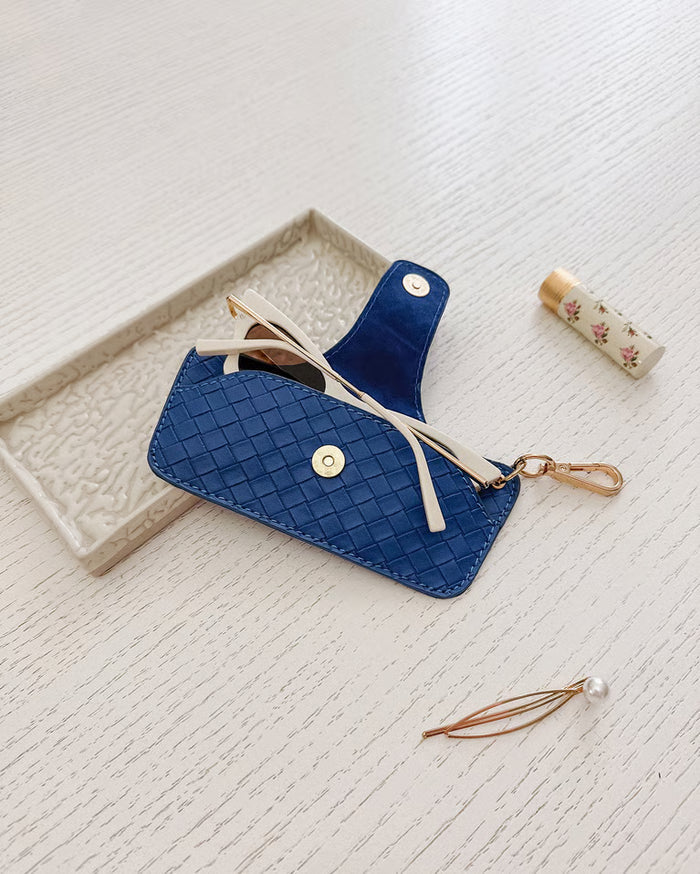 Skittle Sunglass Case - Woven Ocean Blue