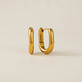 Small Paperclip Puff Hoop Earrings in Gold (Waterproof)