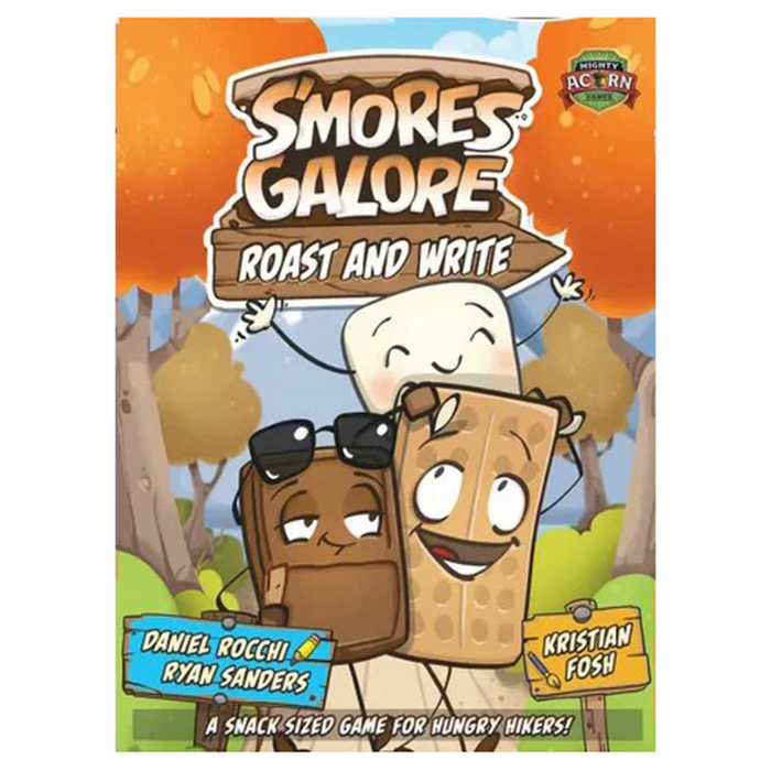 Book cover of 'S'mores Galore Roast and Write' with cartoon characters and forest background