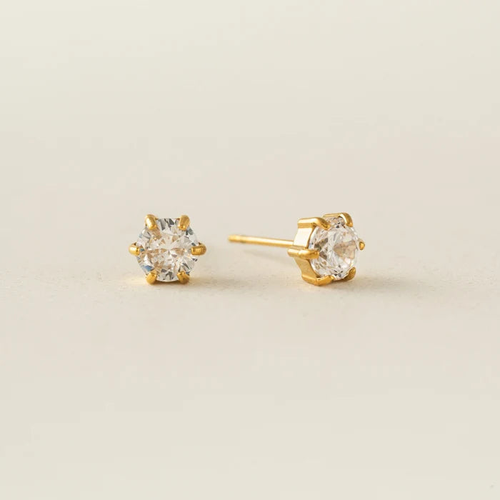 Sol CZ Stud Earrings in Gold