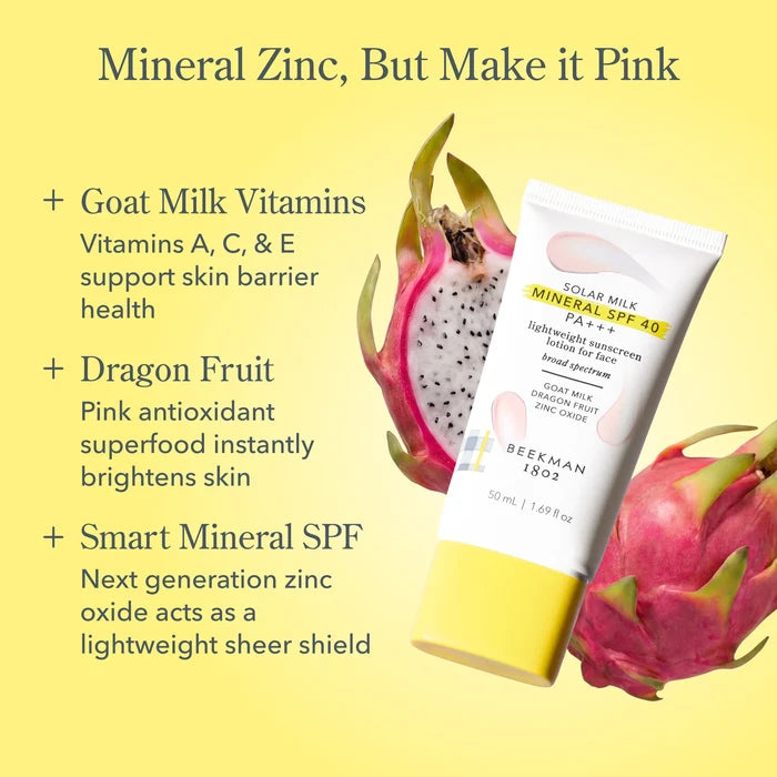 Solar Milk Mineral SPF 40 PA+++ Milky Sunscreen for Face by Beekman 1802
