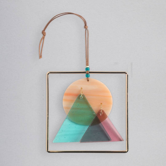 Stained Glass Light Catcher - Sunset Mountains