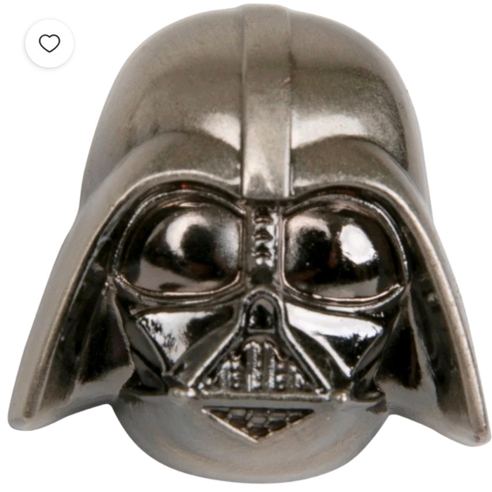 A metallic Darth Vader helmet-shaped ornament or charm, shown against a plain white background.