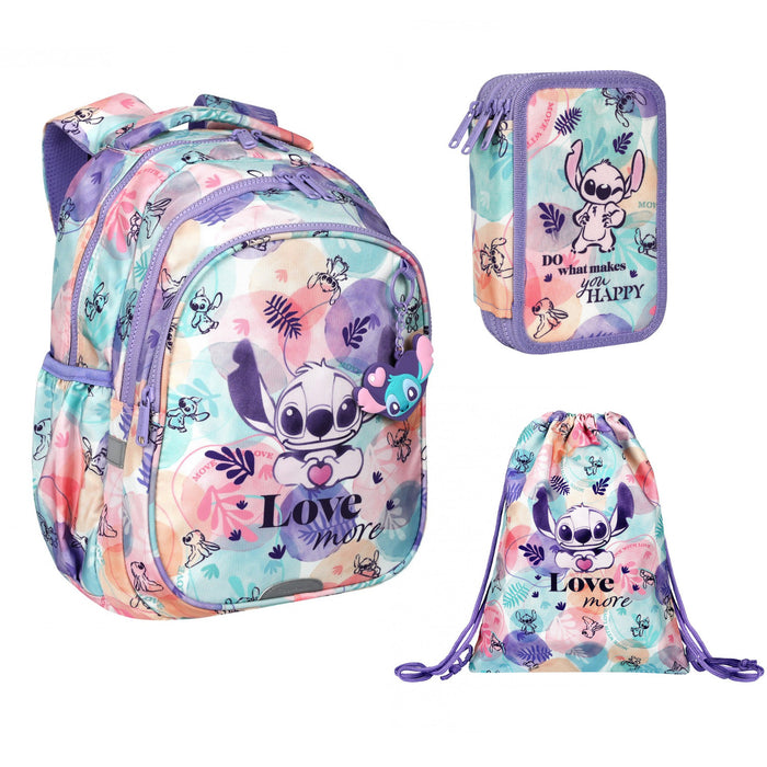 Stitch Coolpack School Set, Jerry 2-Compartment Backpack (15"), Jumper 3 Pencil Case, and a Sports Shoe Bag