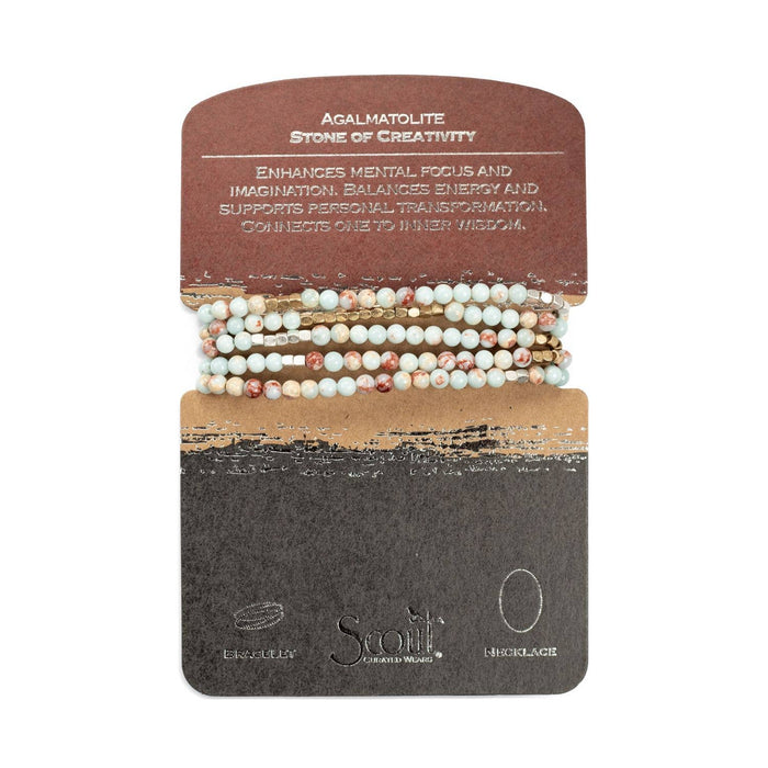 Stone Wrap in Agalmatolite/Silver/Gold
