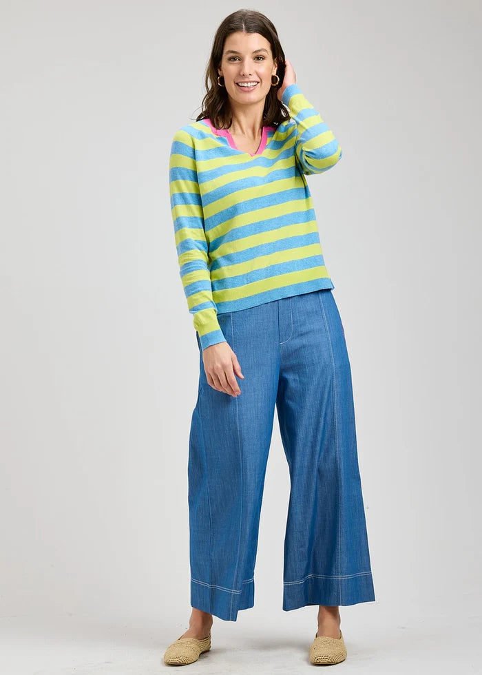 Striped Henley in Lake
