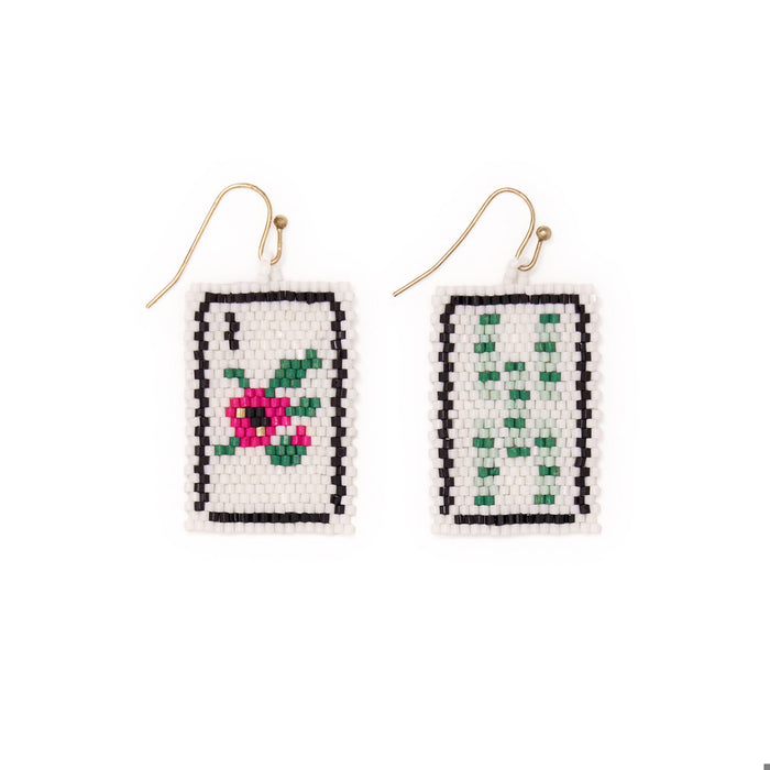 Lily Beaded Mahjong Flower Earrings by INK + ALLOY