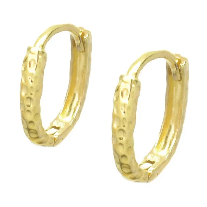 Textured Oval Huggie Earring in Gold