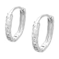 Textured Oval Huggie Earring in Silver