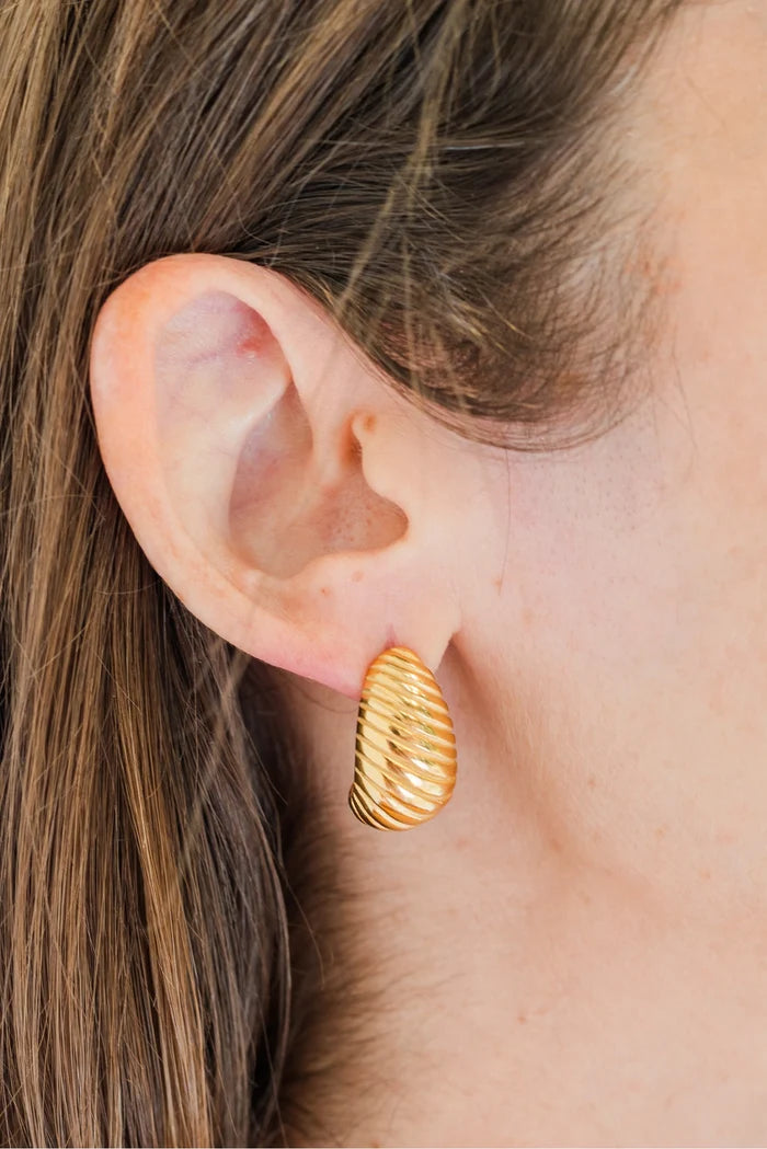 Textured Teardrop Earrings - Waterproof