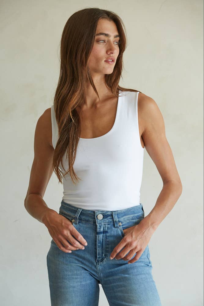 The Double Layered Seamless Tank in White
