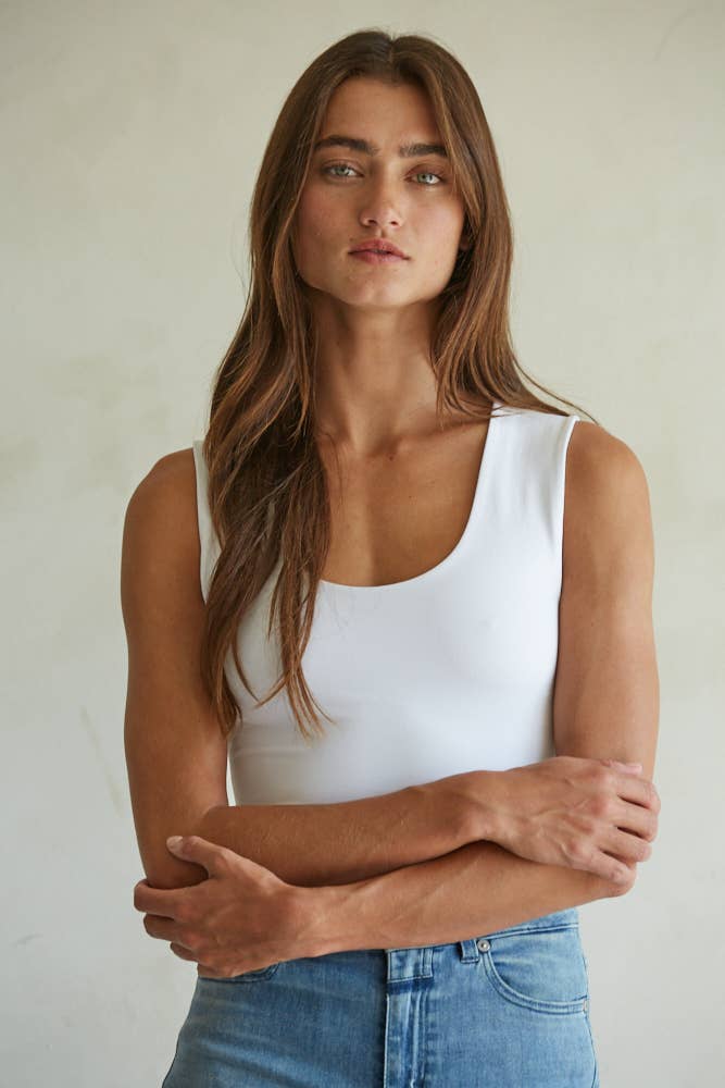 The Double Layered Seamless Tank in White