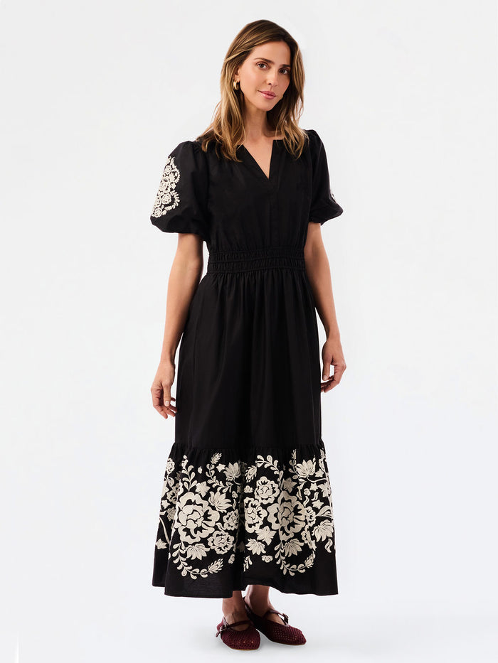 Tracey Dress in Aven Vines Black