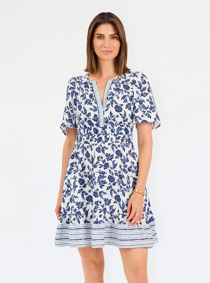 Tracey Mini Dress in Ivy Script Navy