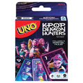 UNO K-POP DEMON HUNTERS card game packaging with characters and Netflix logo.
