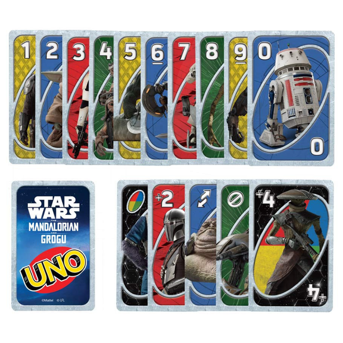 Star Wars UNO card game with character cards and the UNO logo.