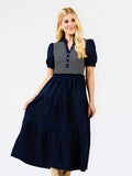 Vanessa Dress in Navy Stripe