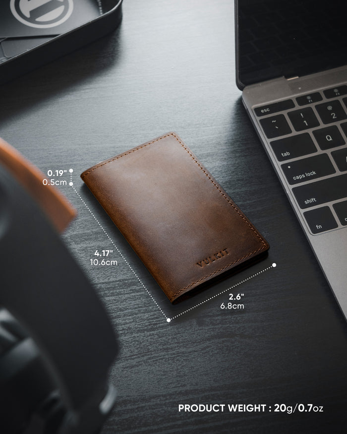VBC100P- Crazy Horse Genuine Leather, 2 Sided Slim Business Card Holder, Up to Hold 20 Cards