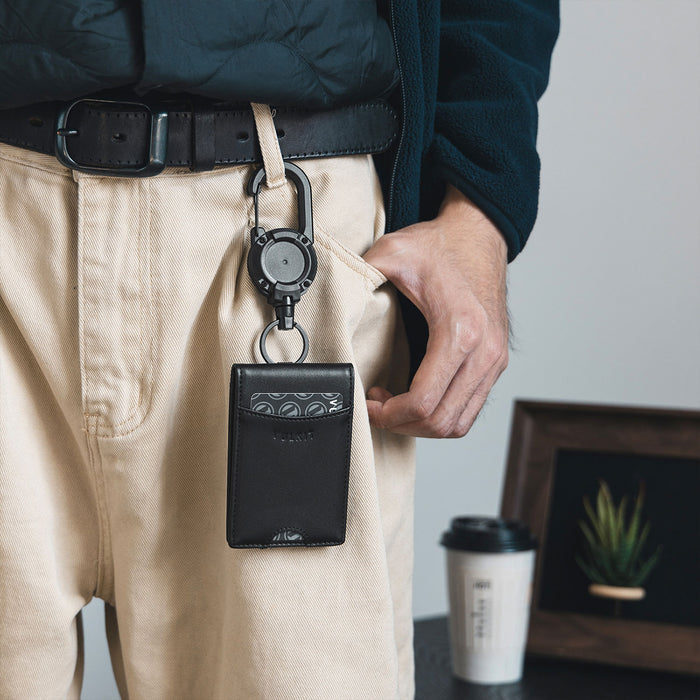 VBH102-Leather Bifold Badge Holder Wallet with Retractable Clip