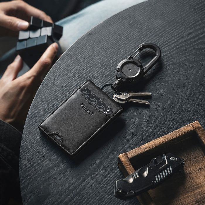 VBH102-Leather Bifold Badge Holder Wallet with Retractable Clip