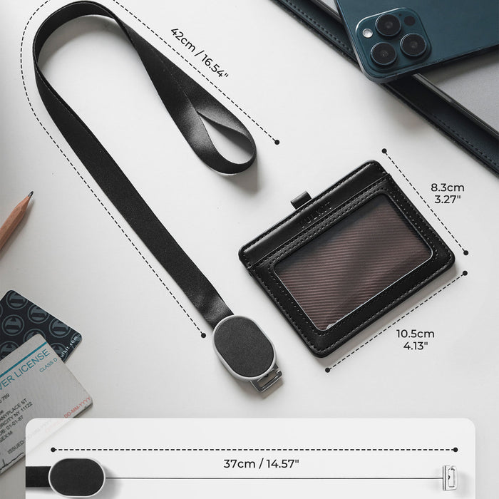 VBH104- Retractable Lanyard Horizontal ID Card Holder with 2 Slots