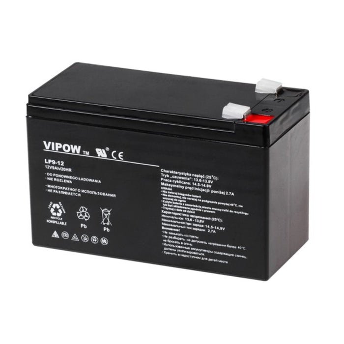 VIPOW gel battery, maintenance-free, long life, 12V 9Ah