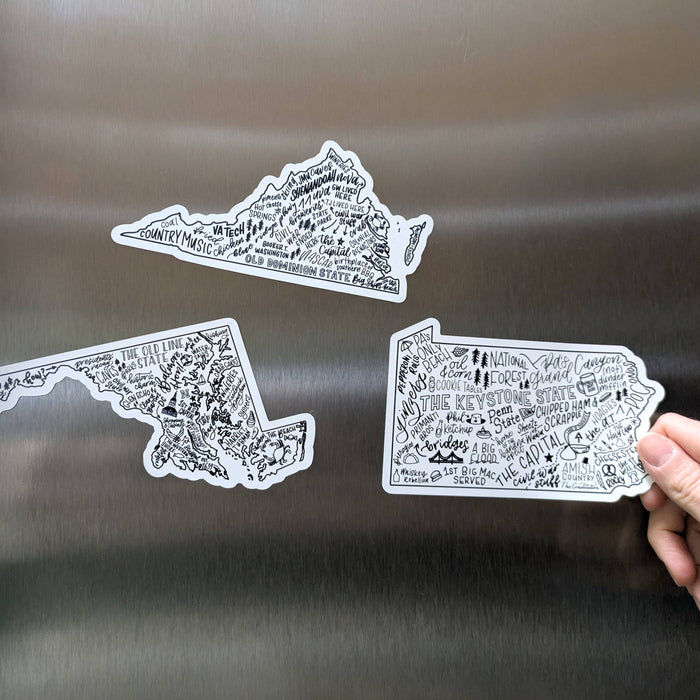 Virginia Magnets | Hand-Drawn State Map Magnet