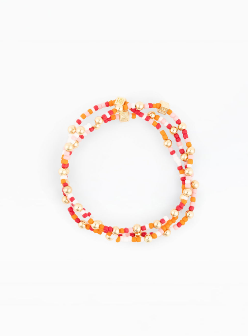 Vivienne Bracelet Set in Pink & Orange