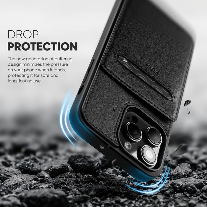 VPA107-iPhone 14 Series Phone Case Wallet, Leather Case Shockproof with Card Holder Magnetic