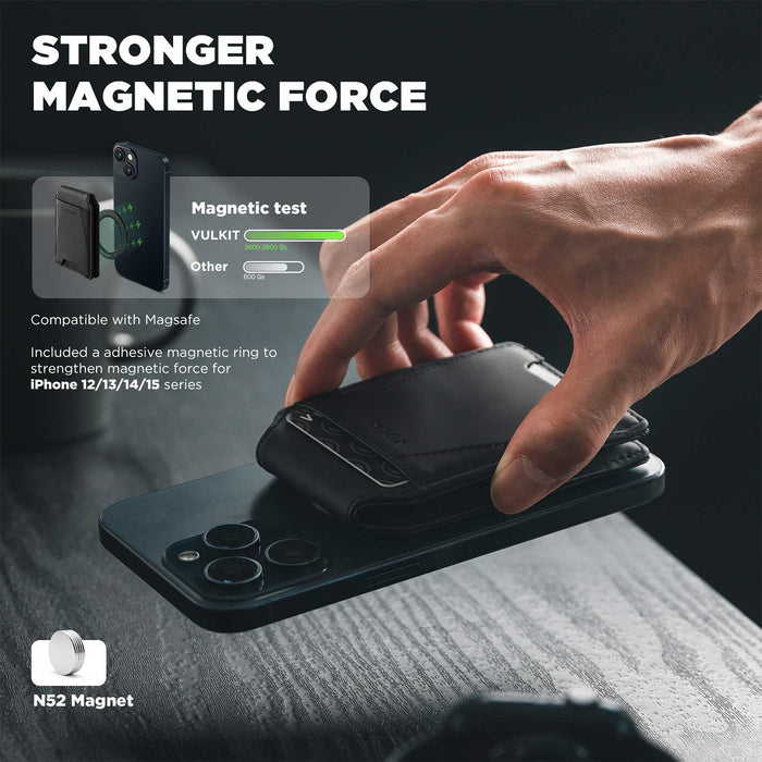VPA109-Magnetic RFID Leather Phone Wallet with Adapted Magnetic Ring