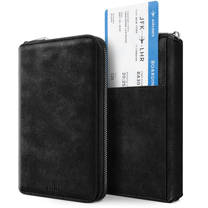 VPW113 -RFID Blocking Microfiber Suede Family Passport Wallet