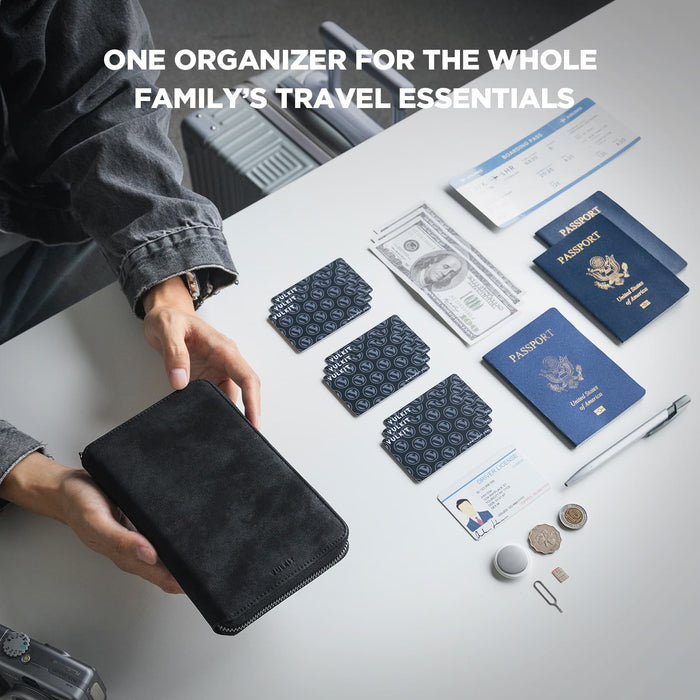 VPW113 -RFID Blocking Microfiber Suede Family Passport Wallet