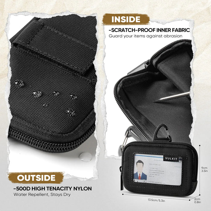 VW156 - RFID Blocking EDC Belt Pouch Zipper Coin Wallet Clip