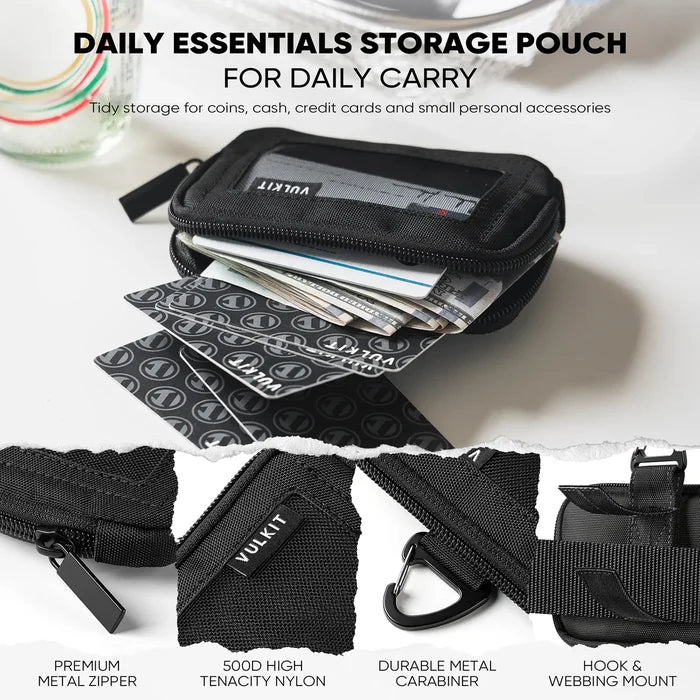VW156 - RFID Blocking EDC Belt Pouch Zipper Coin Wallet Clip