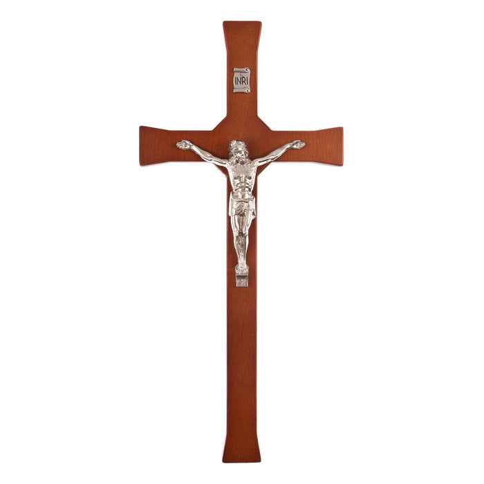 Wall Hanging Cross Christian Beech Wood Jesus Crucifix Passion Prayer 30x14x1.8cm
