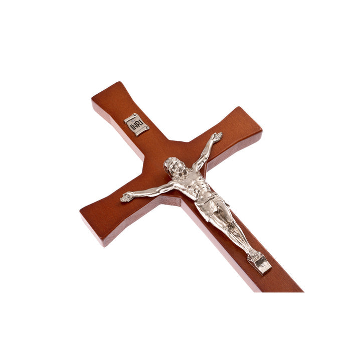 Wall Hanging Cross Christian Beech Wood Jesus Crucifix Passion Prayer 30x14x1.8cm