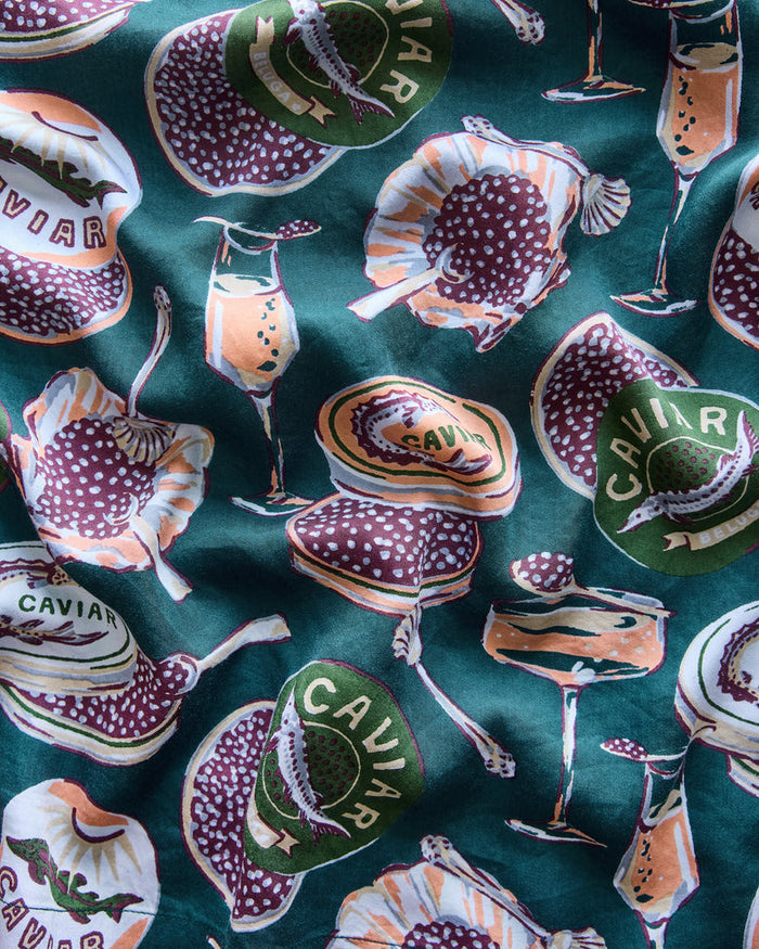 Wildest Dreams Eco Satin Pajamas in Peacock Champagne and Caviar