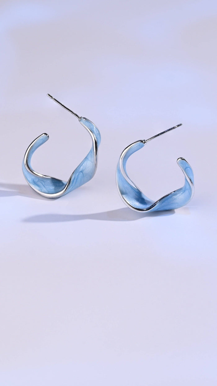 With a Twist Hoop Earrings in Sky Blue