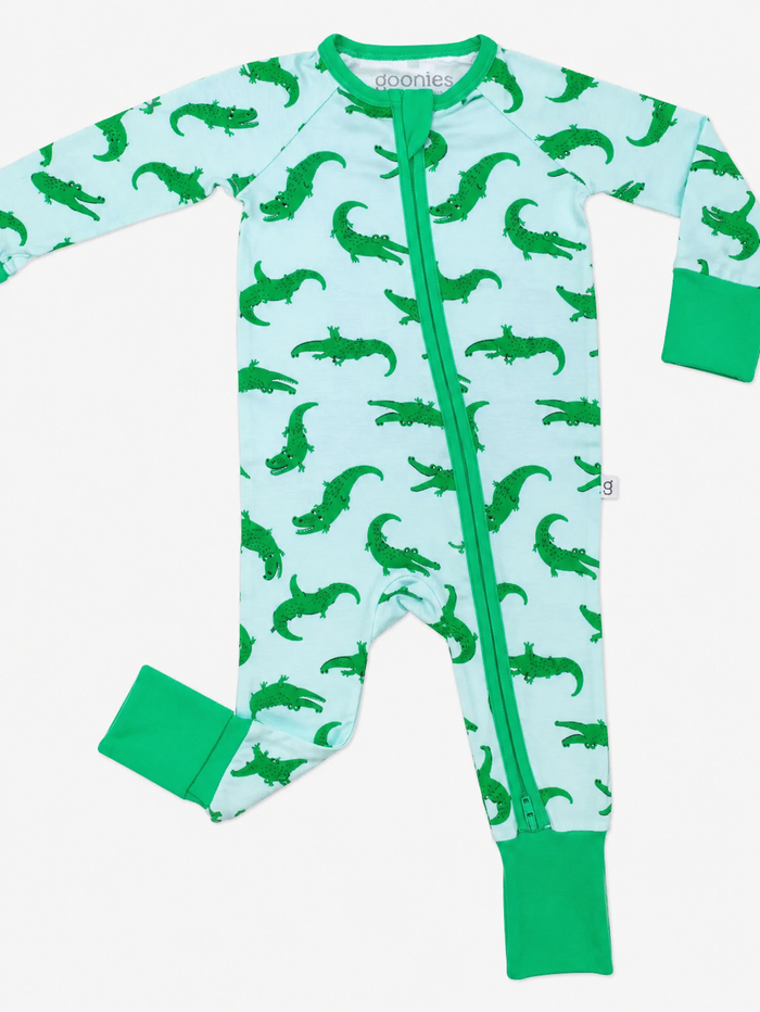 Zip Pajamas in Blue Alligators